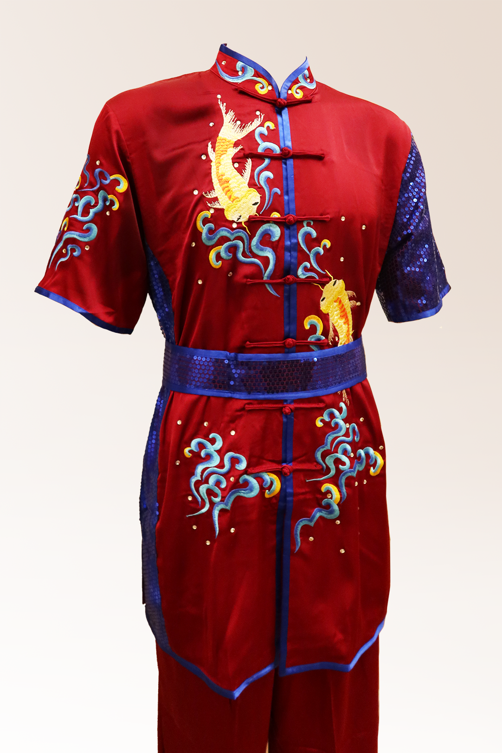 Burgundy and Gold Twin Koi Silk #R03