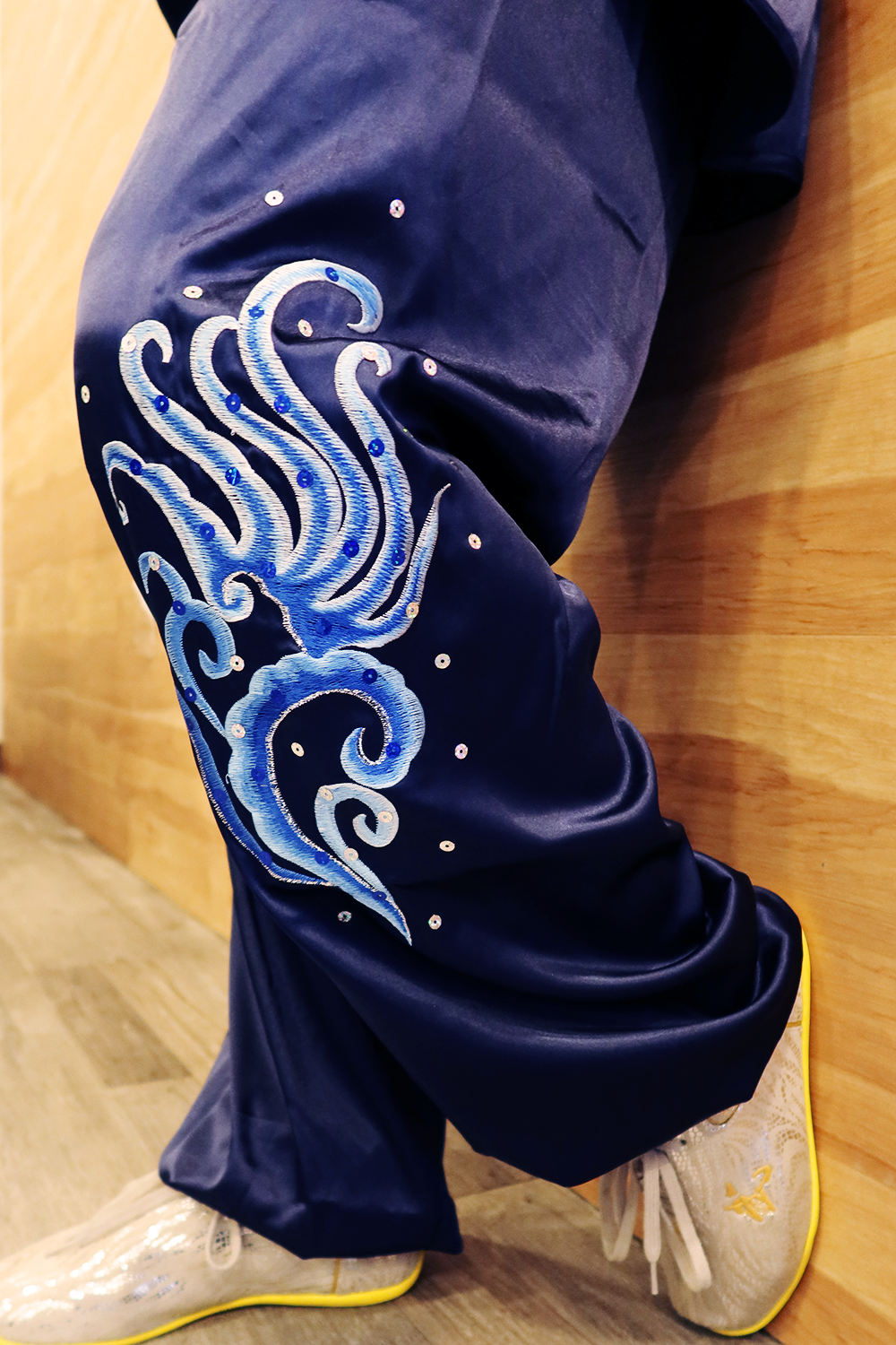 #03 Navy Blue with Silver Dragon Embroidery Silk