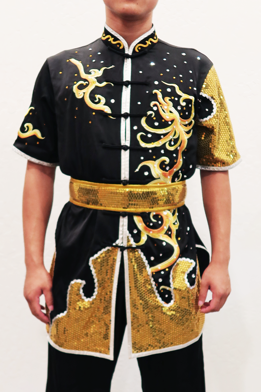 #01 Stunning Black Silk with Golden Clouds Silk