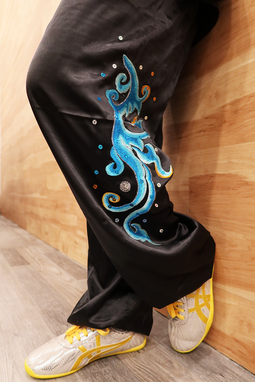 #01 Stunning Black Silk with Golden Clouds Silk